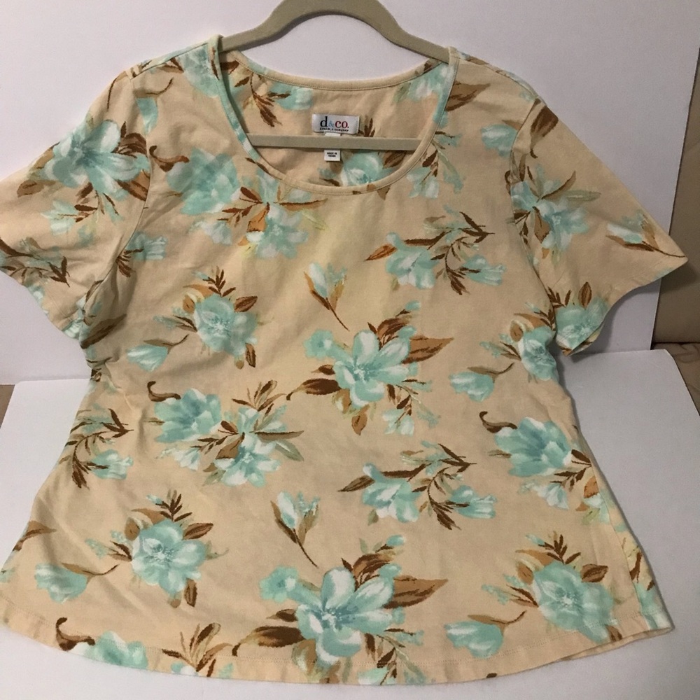 Floral Print Women's Top - Cream and Blue